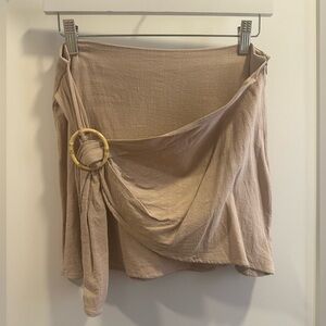 Linen Wrap Skirt with Bamboo Accent